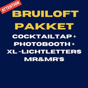 Wedding pakket ( Cocktailtap incl 50 cocktails + Lichtletters Love of Mr&Mrs + Photobooth)