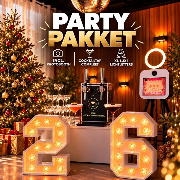 Party pakket met cocktailtap, photobooth en XL lichtcijfers huren bij Cocktailtaphuren.nl
